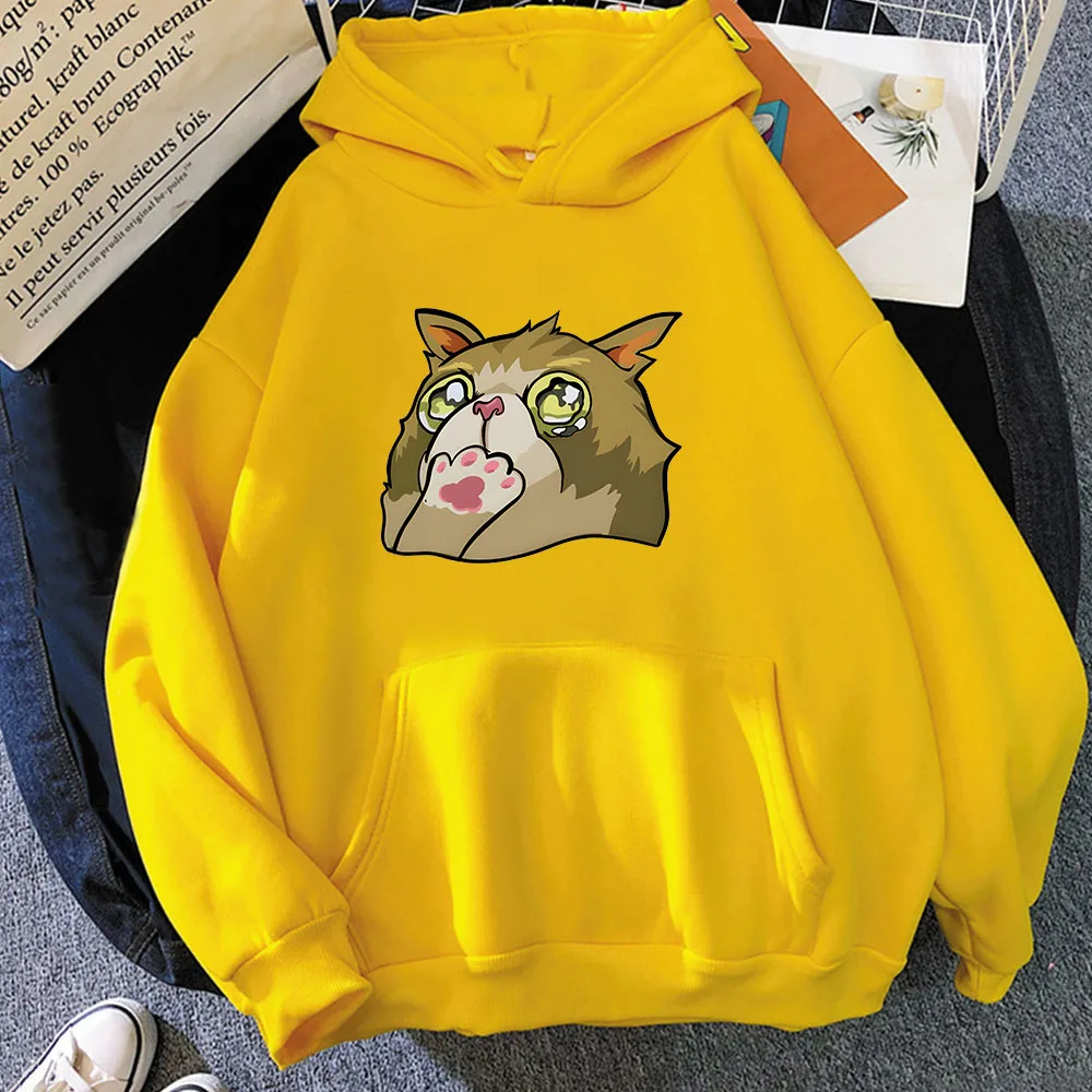 Hit Hatcher's Cat Hoodie Valorant Acrylic Graphic Printing Harajuku Kawaii Sweatshirt With Pocket Cartoon Clothes Casual Hoody