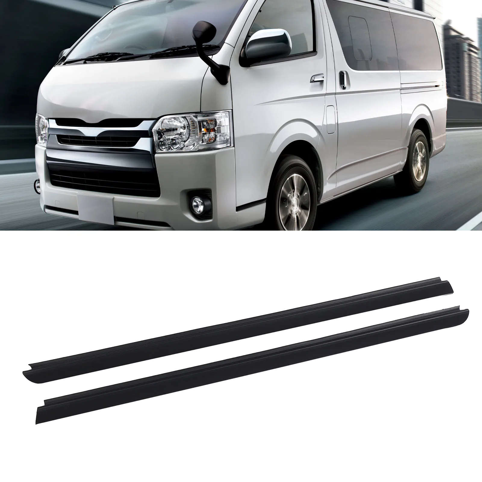 1 Pair Front Door Window Weatherstrip Seal 68162-26040 Replacement for Toyota Hiace Commuter 2005-2018 Windproof Dustproof