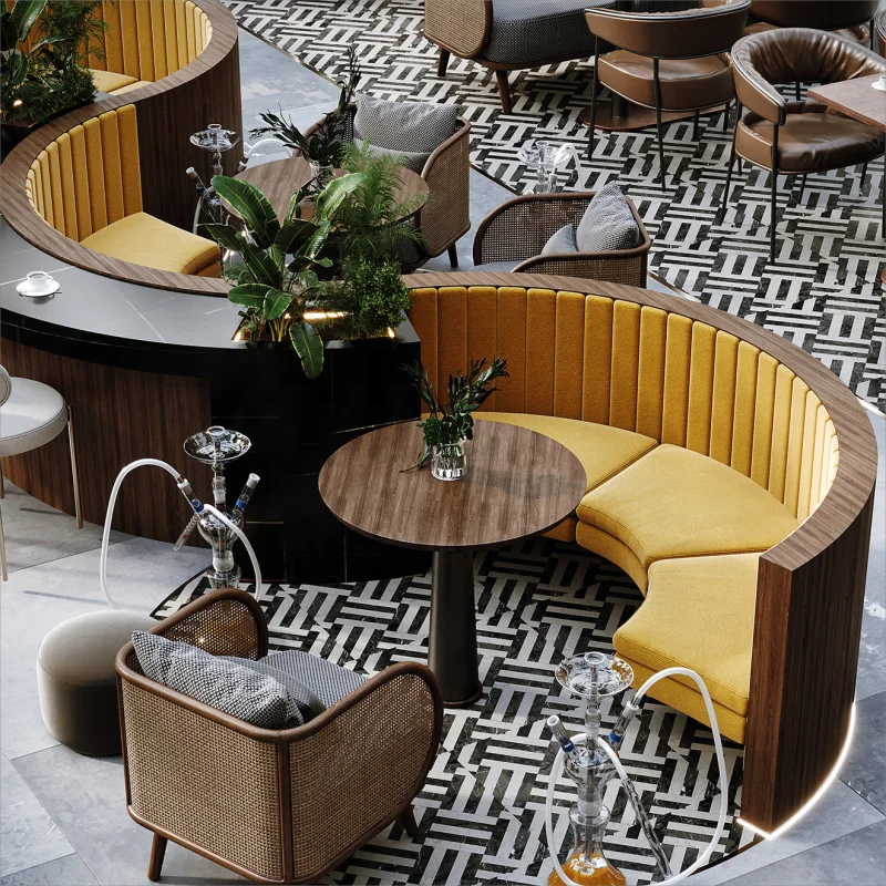 الراقية منحني أثاث المطاعم كشك مجموعات الجلوس مخصصة S-شكل مقهى مطعم الجداول والكراسي مقهى #1