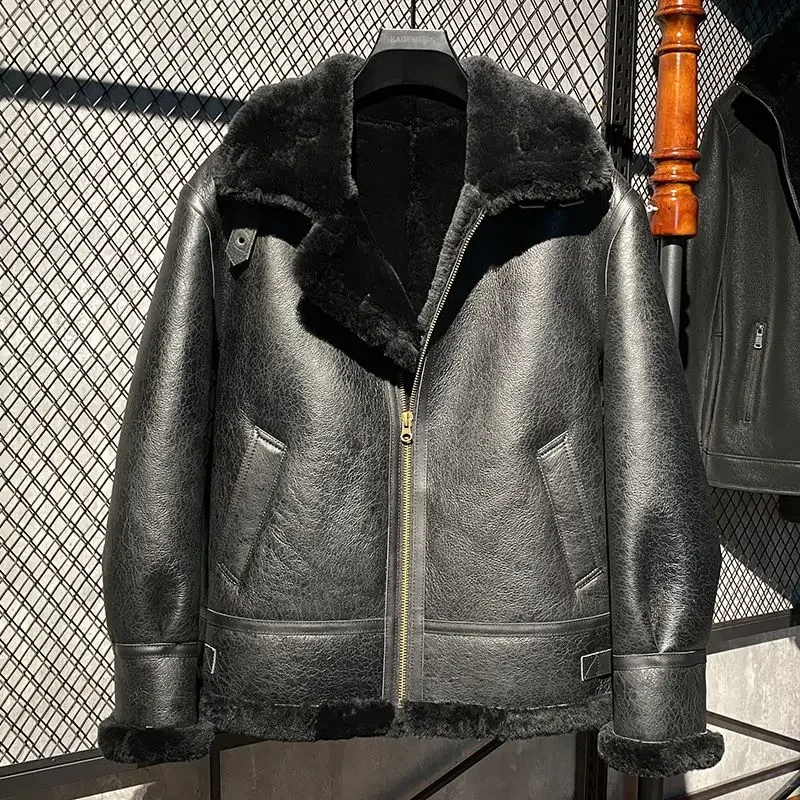 Men Fur One Winter Thickened Wool Coat Middle-aged Men Sent To Overcome Imitation Fur Cotton-padded Jacket for Cold Protection