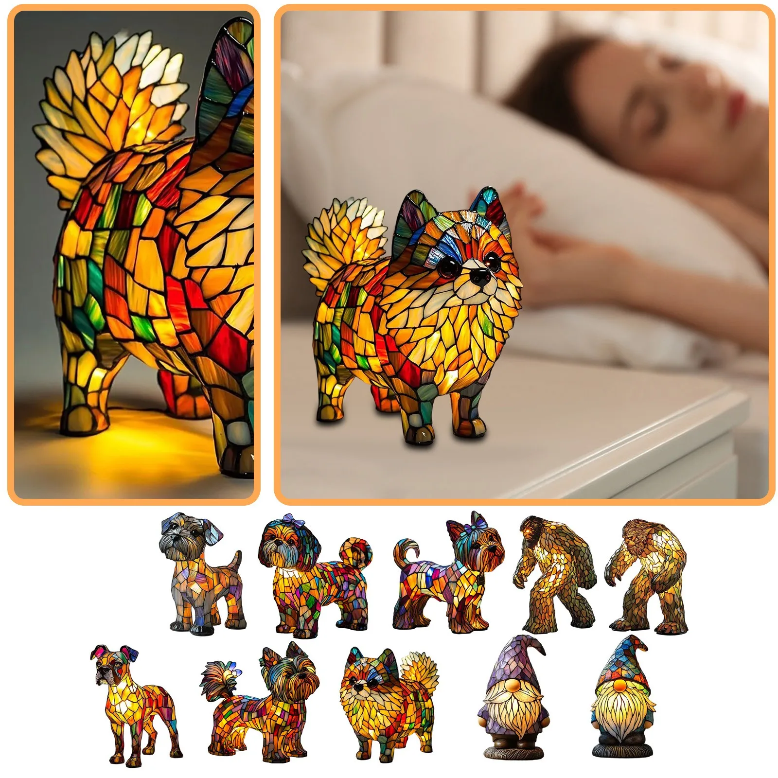 

Vintage Animal LED Cute Pet Table Lamp,French Art Night Light Home Decor Children's Day gifts lamparas de mesita de noche