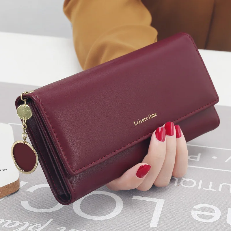 Fashion Women Wallets Brand Letter Long Tri-fold Wallet Purse Fresh Leather Female Clutch Card Holder Cartera Mujer