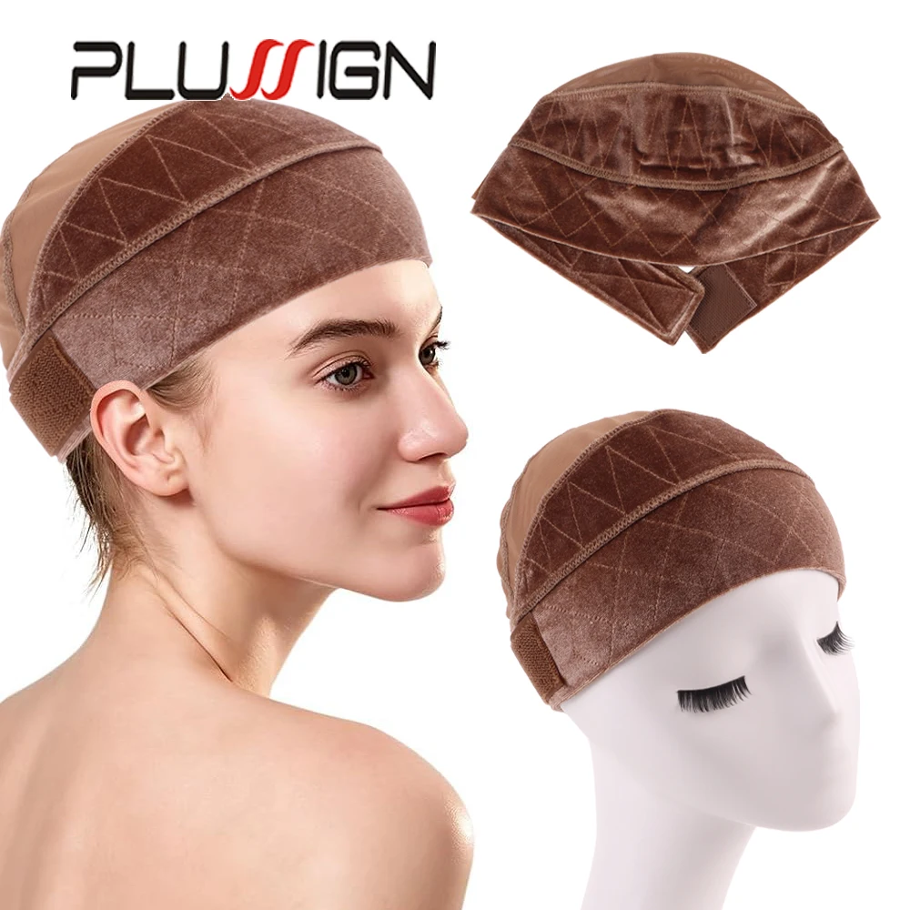 

3Pcs 2-in-1 Anti Slip Velvet Wig Caps Black Wide Wig Hats for Woman Extended Velcr Adjustable Glueless Wig Grip Cap Wig Stuff