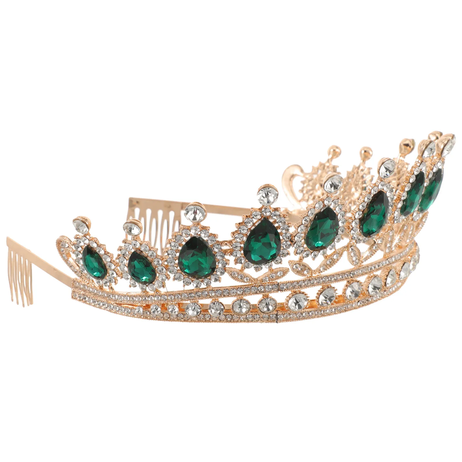 Crystal Rhinestone Bridal Crown with Comb – Elegant Alloy Wedding Headdress Hair Accessory for Parties