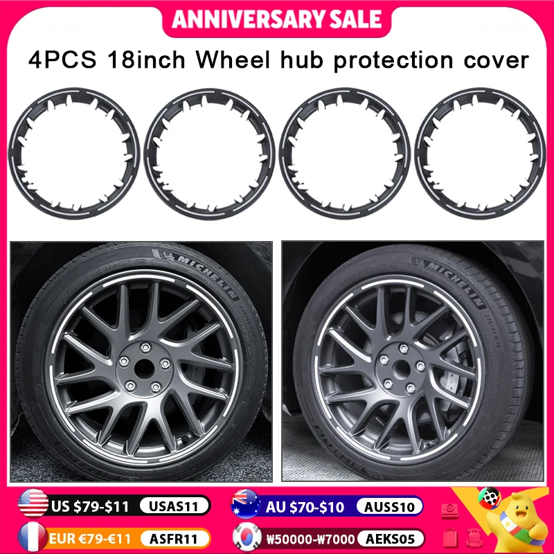 

4PCS HubCap For Tesla Model 3 Highland 2024 18Inch Patch Wheel Performance Replacement Wheel Hub Protection Cover Full Rim Cover