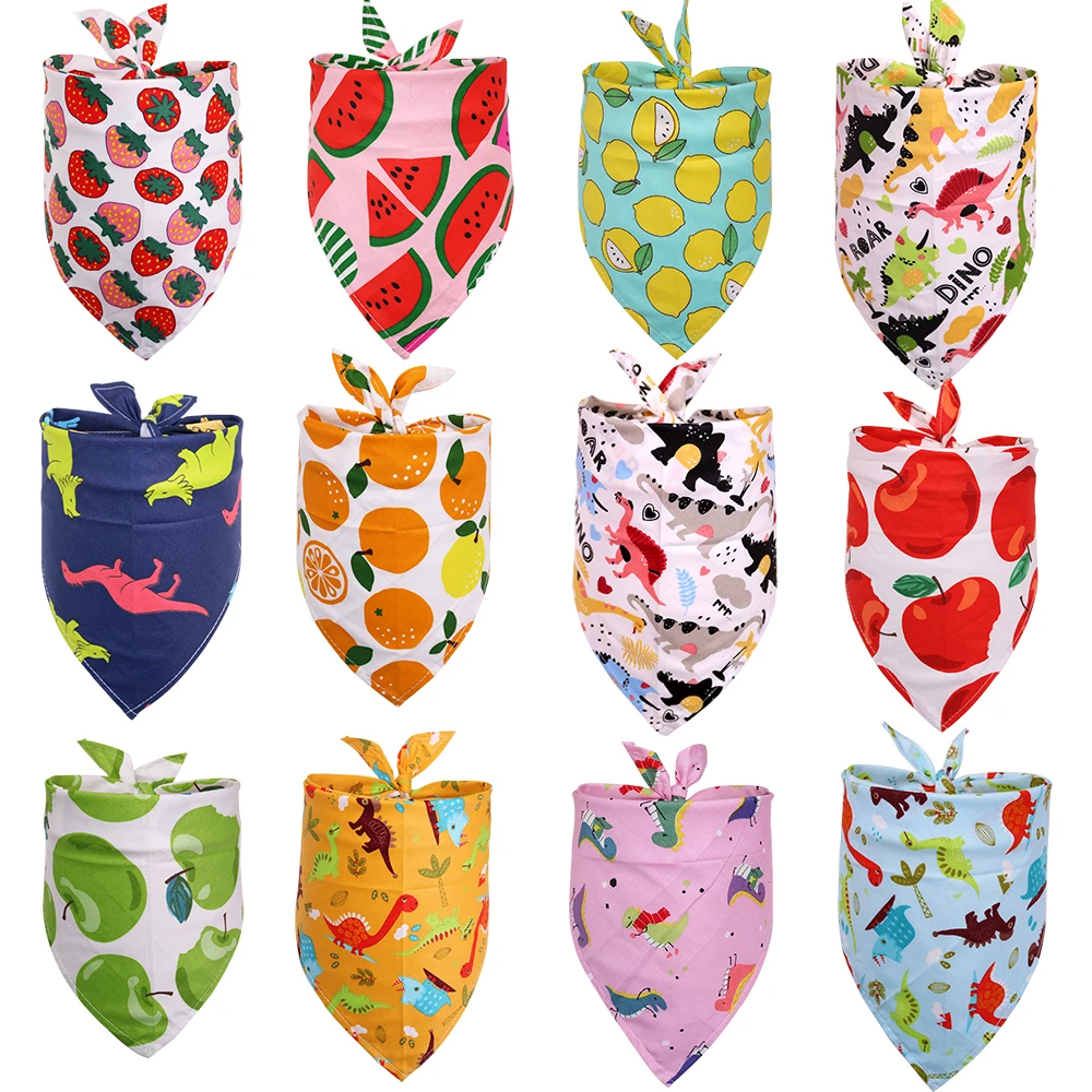 

60pcs Fruit Style Dog Bandana Pet Bandanas Summer Adjustable Dog Triangular Scarf Puppy Cat Bibs Dog Accessories Pet Products