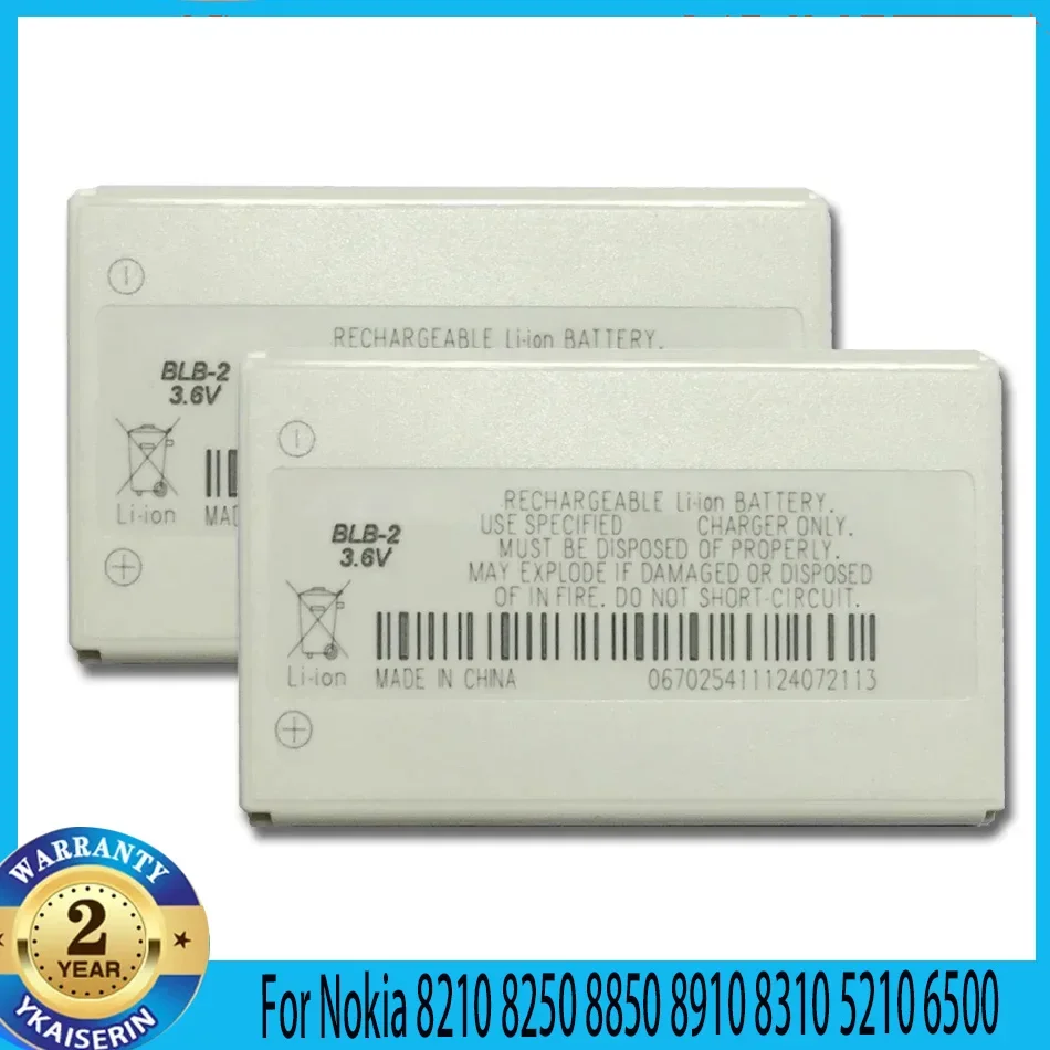 BLB-2  Phone Battery for Nokia 8210 8250 8850 8910 8310 5210 6500 6590 6510 3610 8270 8910i 7650 6590i BLB 2 Bateria Warranty