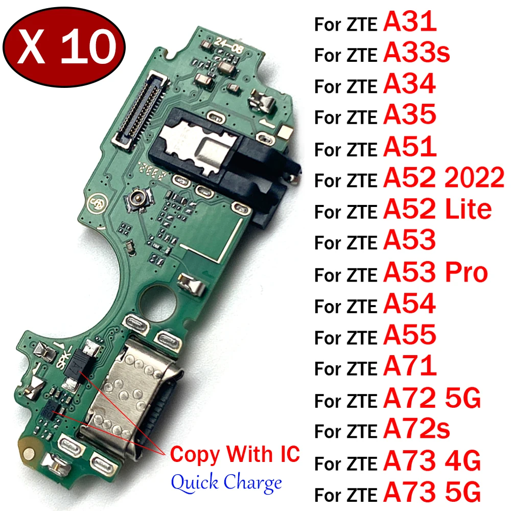 

10 шт., док-разъем, зарядное устройство Micro USB, порт зарядки, гибкий кабель для ZTE A31 A33s A34 A35 A51 A52 A53 A54 A55 A71 A72 A73 4G 5G