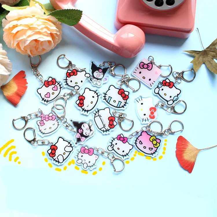 

Christmas Anime Sanrio HelloKittys Funny Memes Series Acrylic Keychain Kawaii Pendant Decorated Bag Accessory for Friend's Gifts