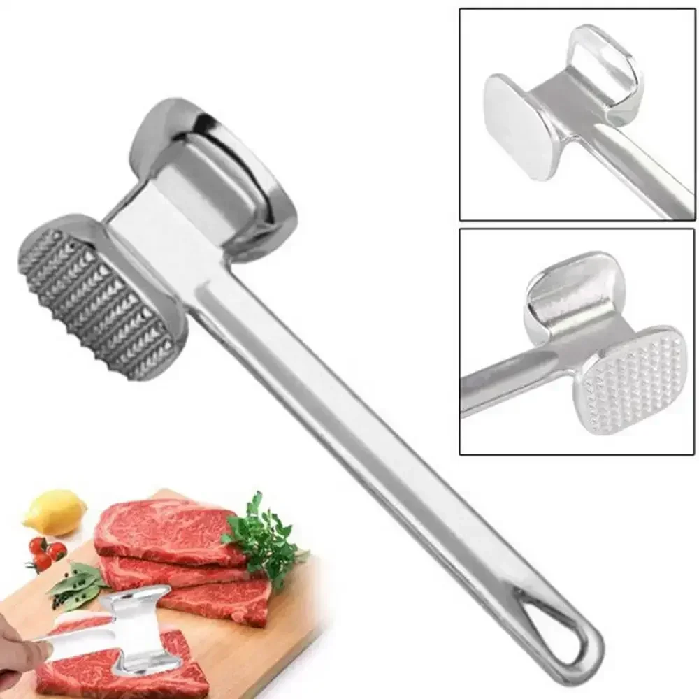 Chicken Porks Mallet Meat Hammer Beefs Steak Sides 19.5cm Two Beef Aluminum Kitchen，Dining & Bar Silver image 5