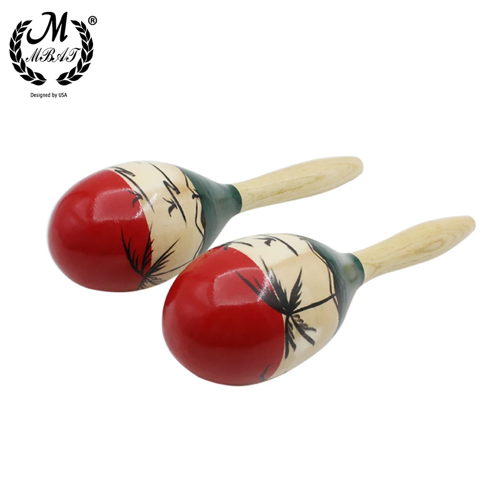 M Mbat 1 Paar Color Wood Maracas Houten Tropische Partij Percussie Shakers Houten Zand Hamer Muzikale Partij Kind Baby Shaker Speelgoed