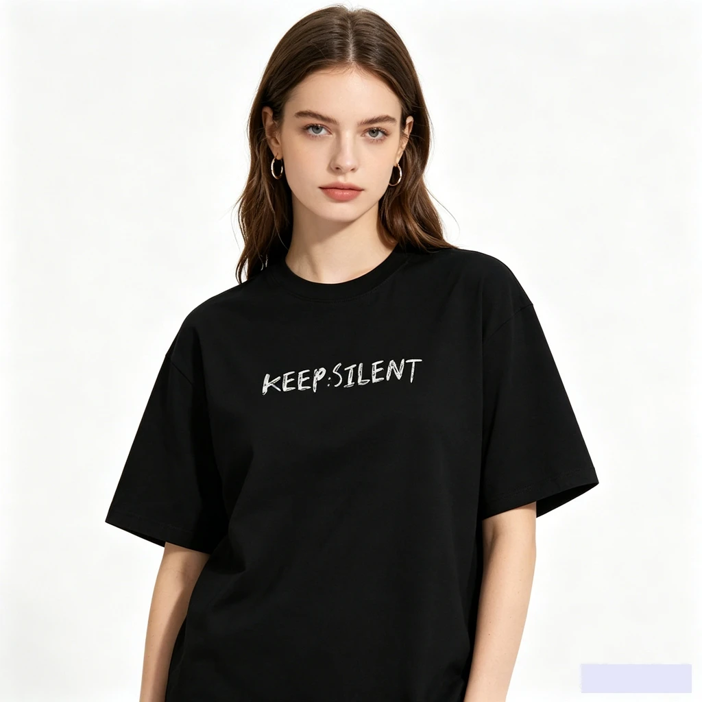 Kpop Star Same T-shirt  BACK Letter KEEP SILENT Printe 2N1Shirt Pullovers Women Men Korean Style Summer Oversized Cotton Tshirt