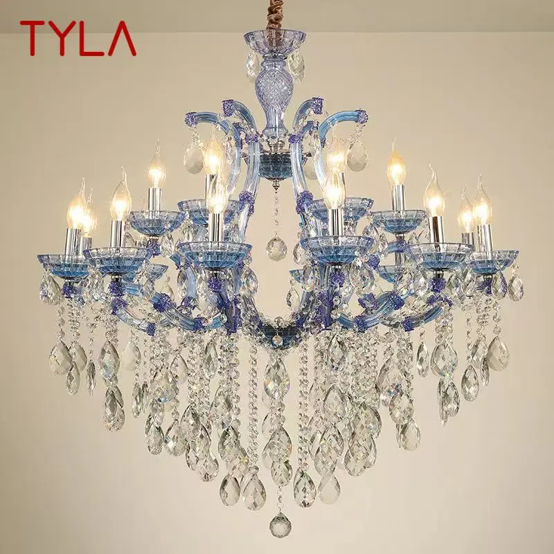 

TYLA LuxuriousCandle Pendent Lamp European Style Crystal Lamp Art Living Room Restaurant Villa Staircase Duplex Building