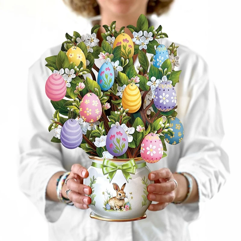 Paper -Up Cards, Easter Egg Tree, Life Sized Forever Flower Bouquet 3D Popup Greeting Cards With Blank Note Card Easy To Use