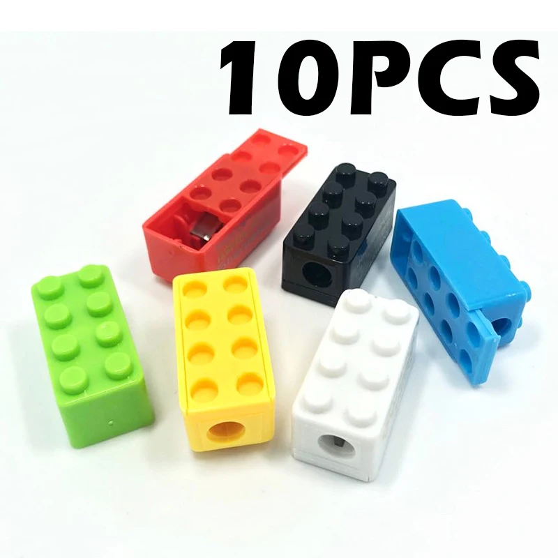 10p Building Blocks Pencil Sharpener Cartoon Plastic Children's Home Office And School Supplies Student Stationery Random Supply