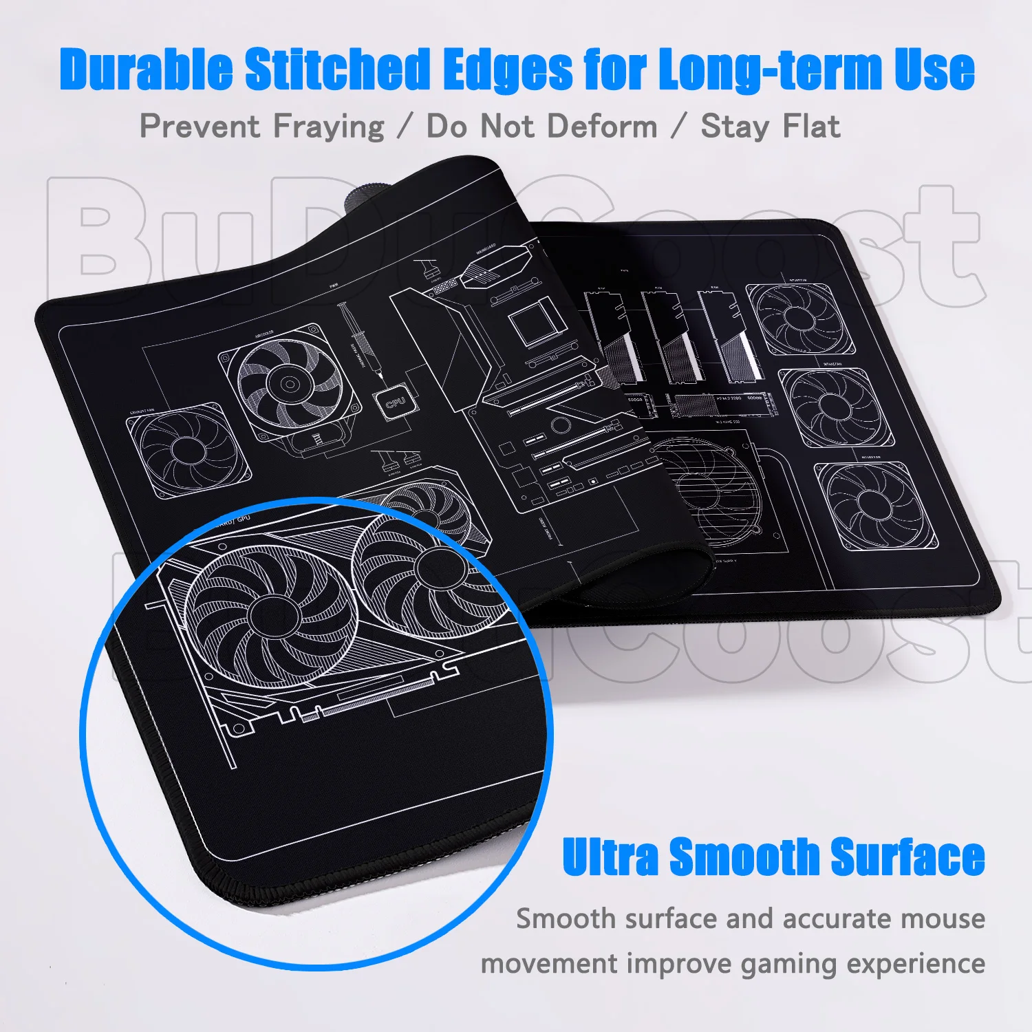 XXL Black and White CPU blueprint Mouse Pad Computer Laptop Keyboard Mouse Mat Large Anime Mousepad Keyboards Gamers Desk Mats