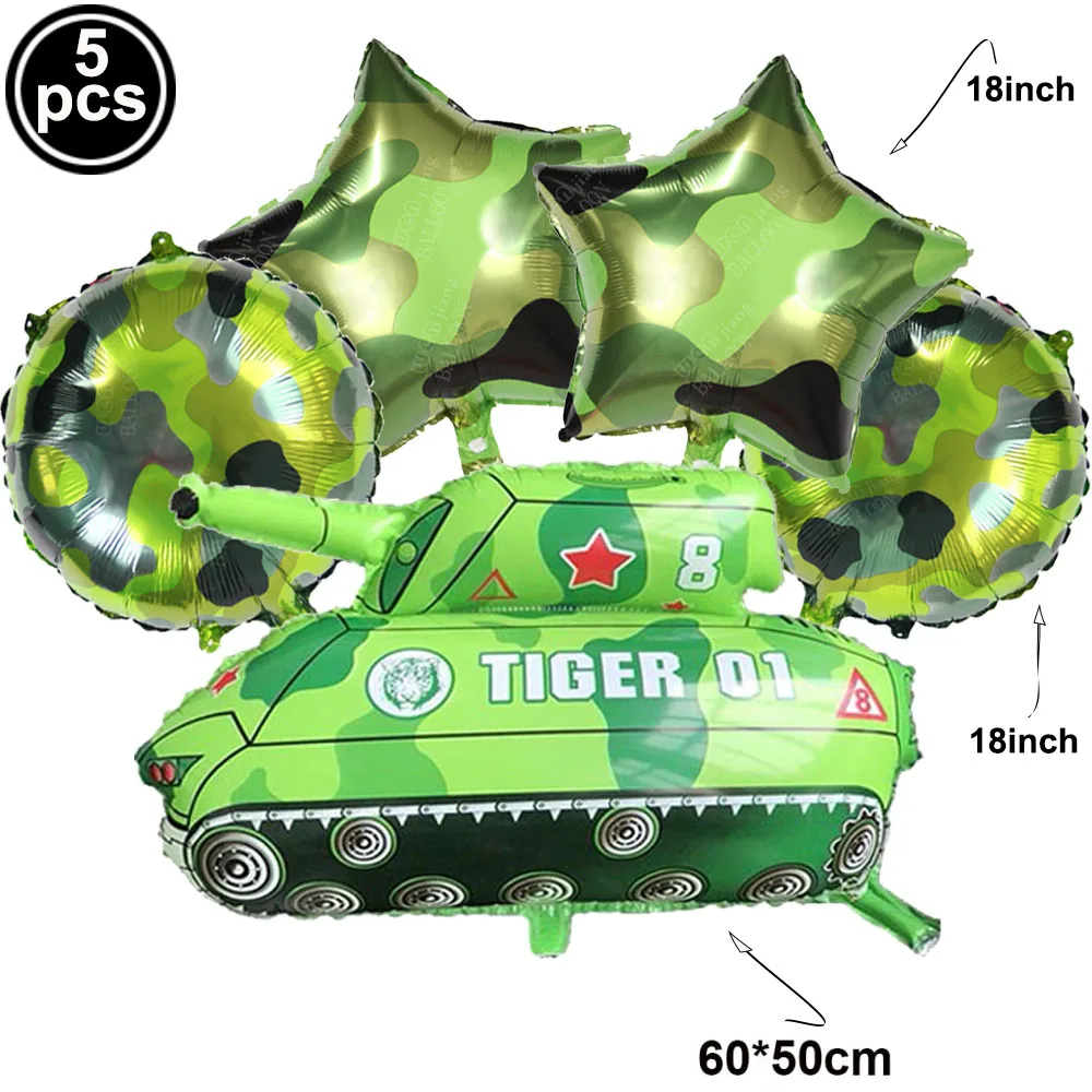 Camo Tank Balloons Camo Star Foil Balloon Camouflage Party Supplies Boy Birthday Balloon Military Party Decorations Globos