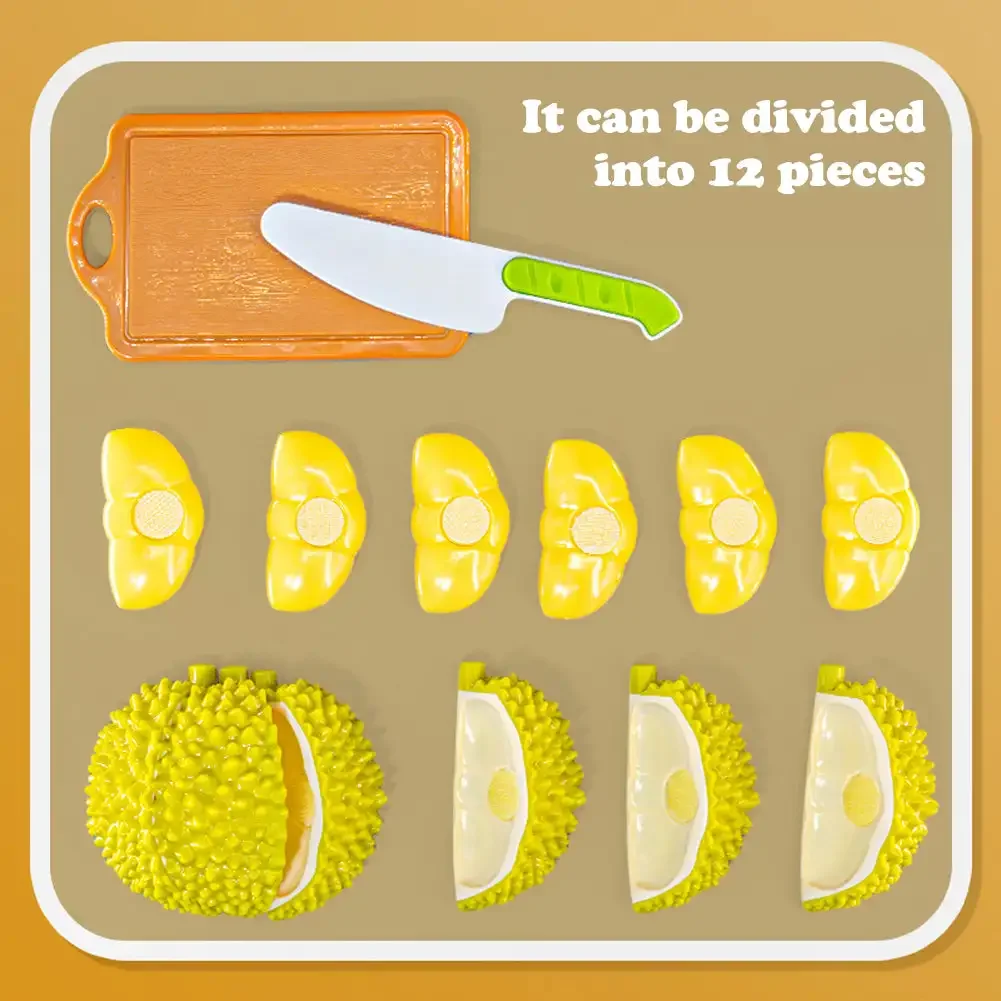 Durian juego de simulación de comedor fruta comida juegos sensoriales niños juguetes de corte de frutas juguetes educativos para jugar a las casitas de cocina