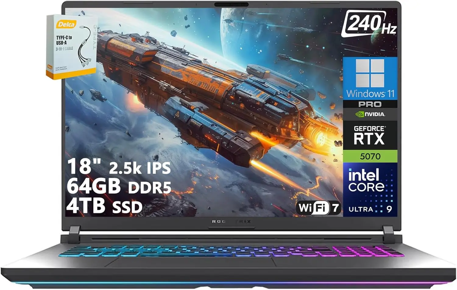 

Игровой ноутбук ASUS ROG Strix G18 G815 с ИИ | Intel Core Ultra 9 275HX | 64 ГБ DDR5, 4 ТБ SSD | GeForce RTX 5070 | Wi-Fi с RGB-подсветкой