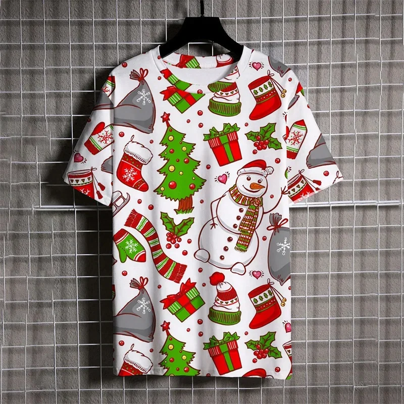 

Fashion 3D Printing Happy Christmas T Shirt Santa Claus Xmas Elk Graphic Tee Shirts Kid Funny Streetwear Short Sleeves Clothing