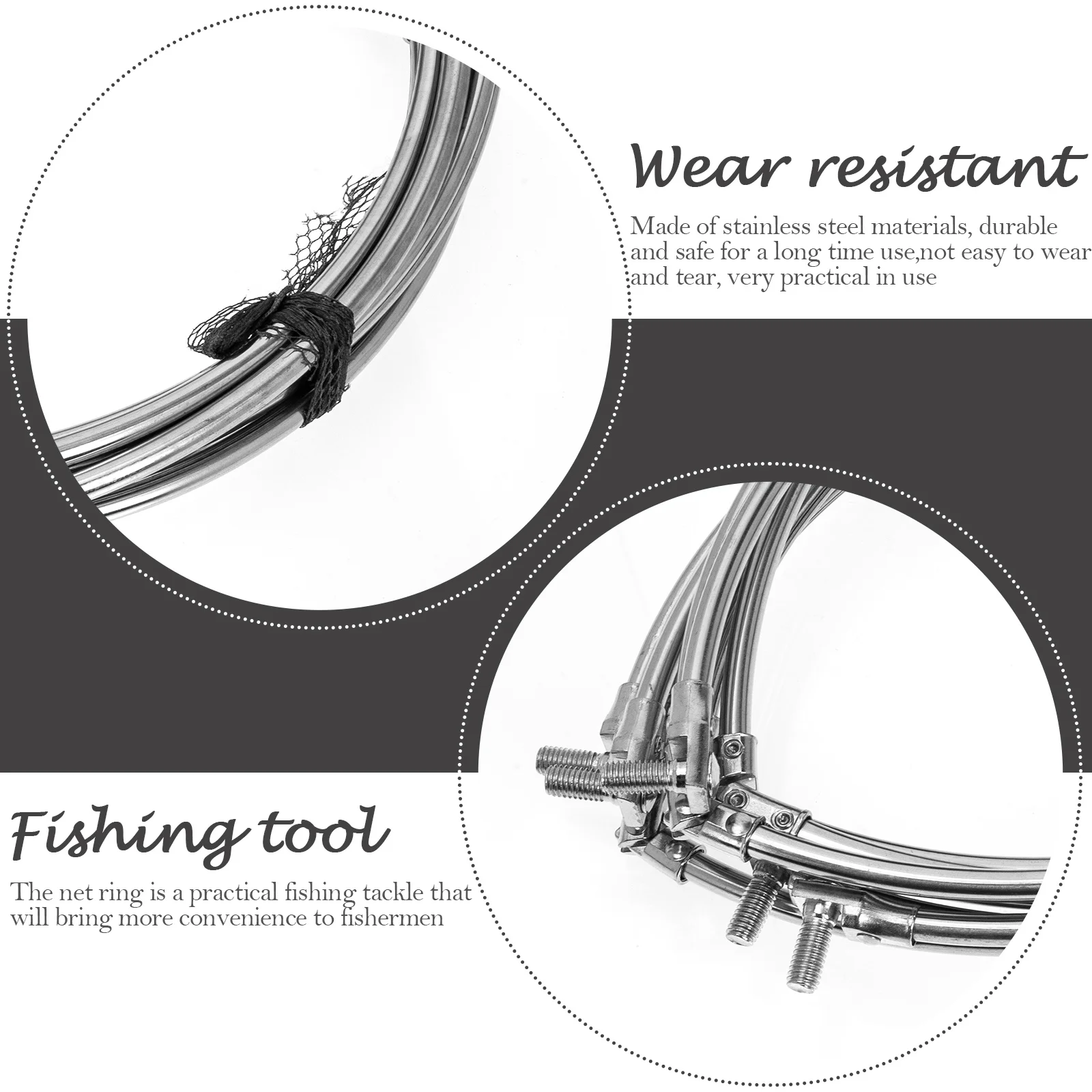 

5Pcs Stainless Steel Fishing Net Ring Heavy Duty Simple Design Landing Net Circle for Reliable Fishing Mesh Ring Tool Kit Use