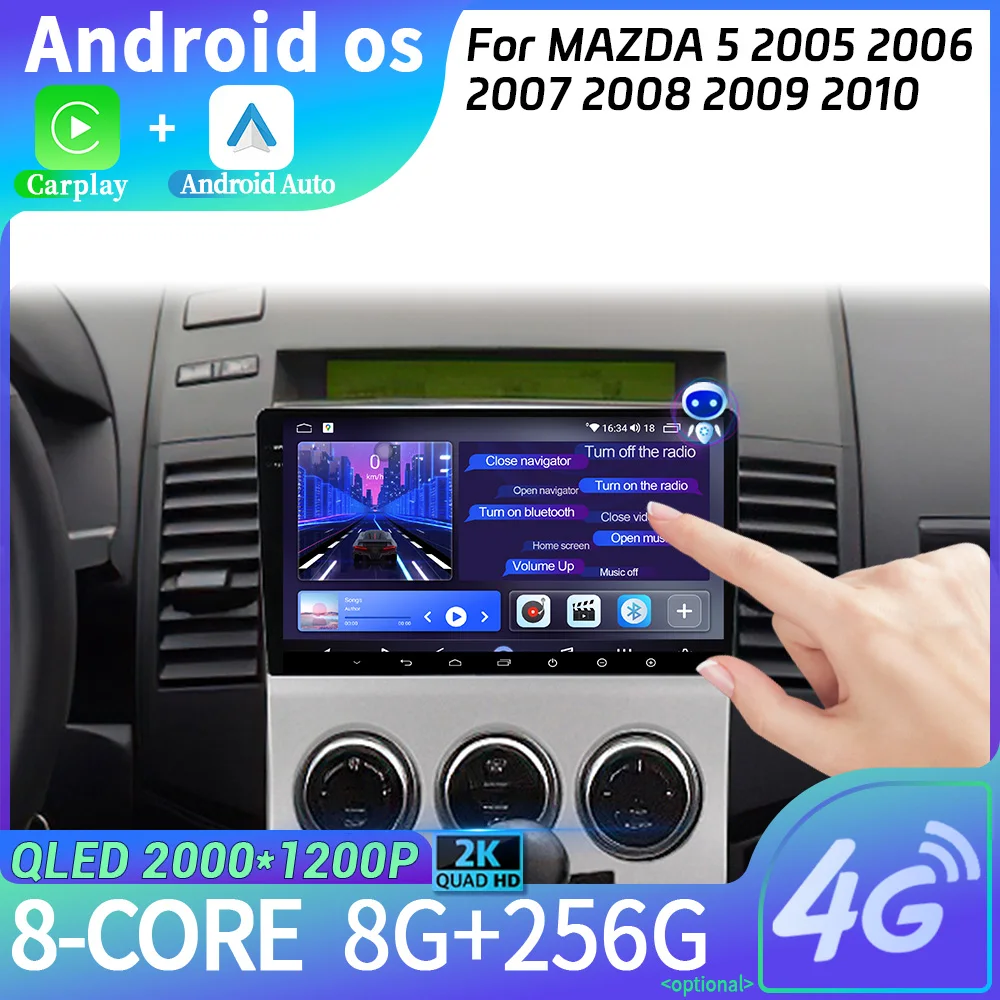 

WIFI Wireless Carplay Stereo Screen Car Radio Multimedia Navigation Android 14 For Mazda 5 2005 2006 2007 2008 2009 2010