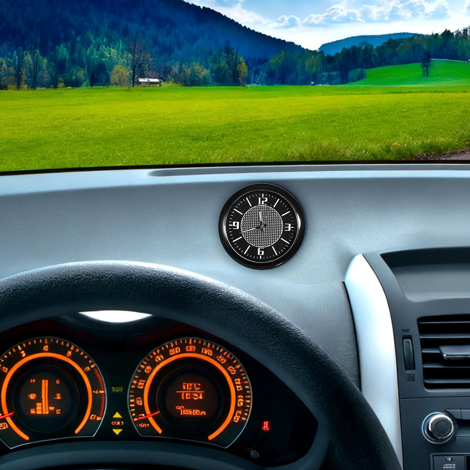 2Pcs Car Digital Clock Stick on Dashboard Electronic Quartz Waterproof Mini Clock Auto Accessories Car Interior