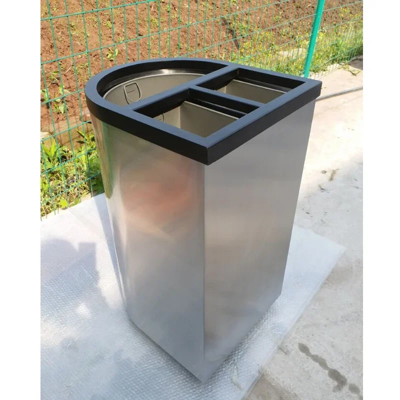 Combined Triangular Stainless Steel Recycling Stations Recycle bin