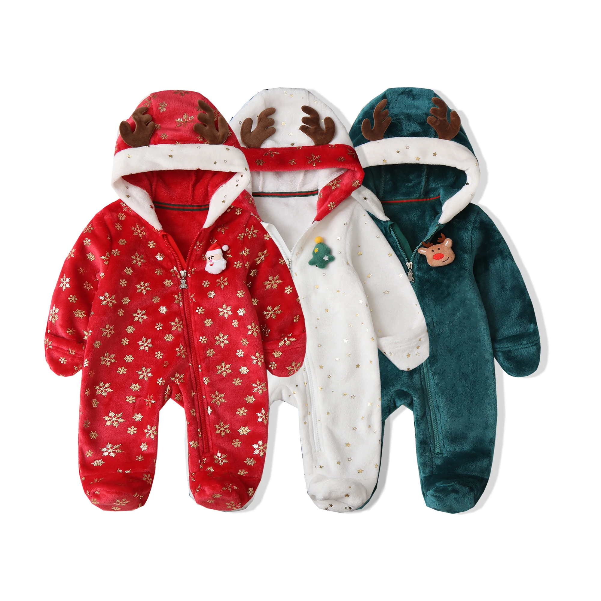 AYNIGIELL Newborn Baby Christmas Clothes Fall and Winter Baby Christmas Jumpsuit Newborn Baby Plush Romper