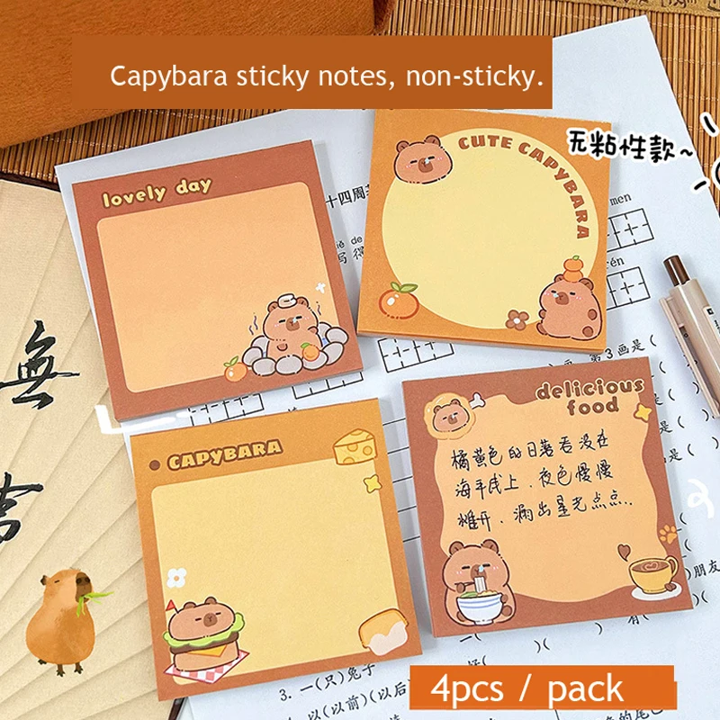 Imagem -06 - Capivara Não Pegajoso Notepad Papelaria Kawaii Memo Pad Scratch Paper Acessórios de Escritório Pacotes