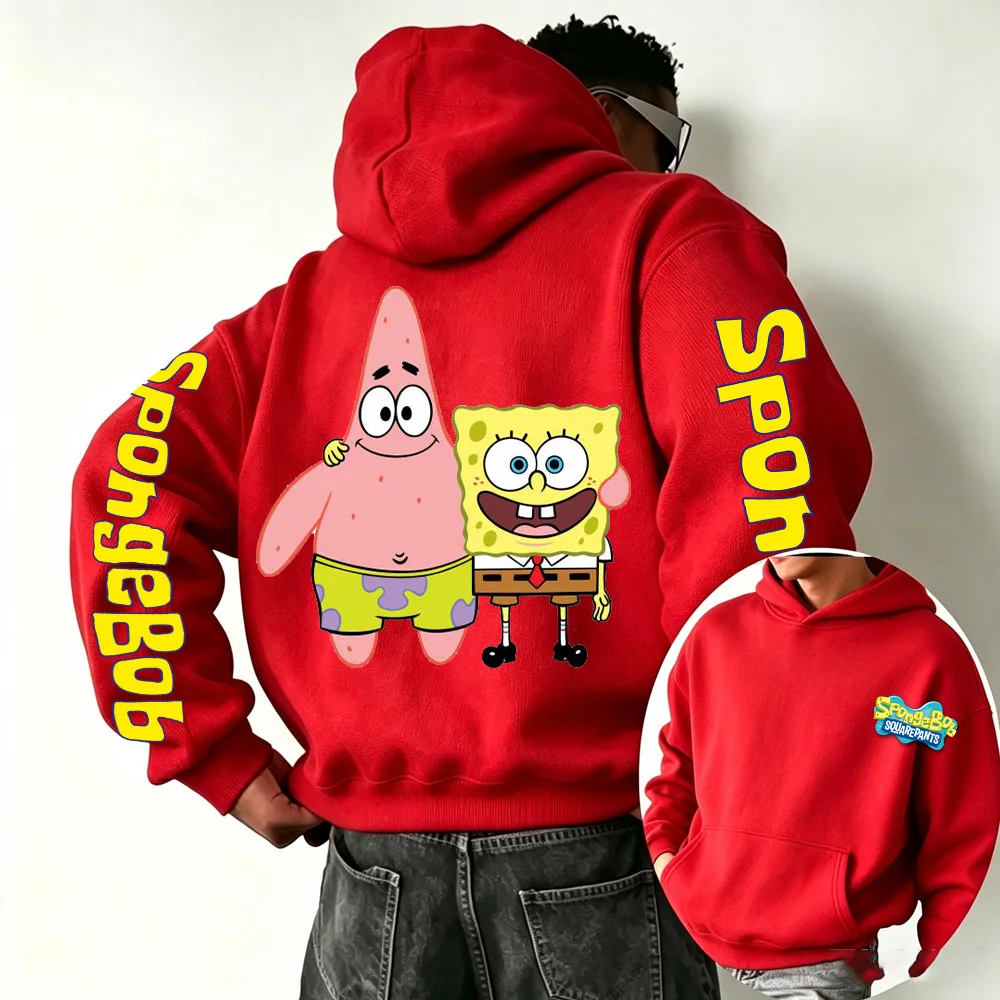 SpongeBob SquarePants and Patrick Star Cartoon Anime 2026 New Spring and Autumn Men's and Women's Fashion Hooded Sports Hoodies
