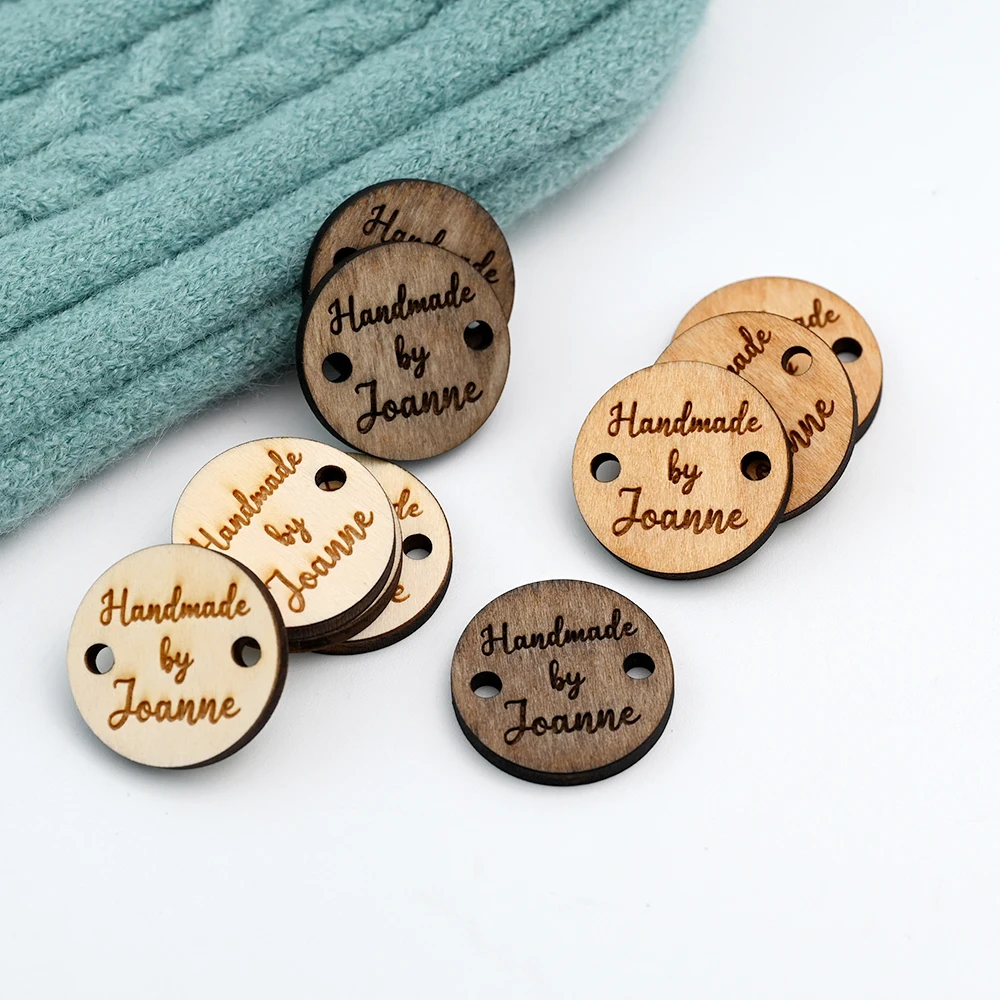 

25mm Round Custom Wooden Tags Laser Engraved Eco Wood Labels for DIY Crafts Gift Clothing Shoes Hat Decor Personalized Wood Tags