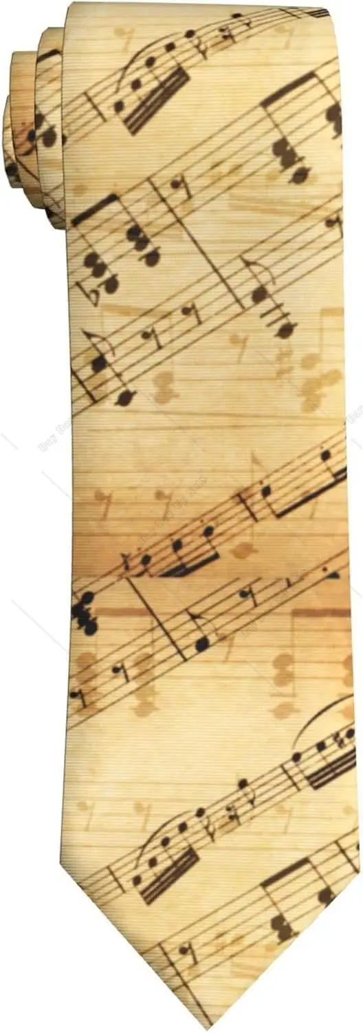 Music Notes Men's Tie Funny Necktie Novelty Tie Gift for Men Print One Size for Party Concert Livehouse