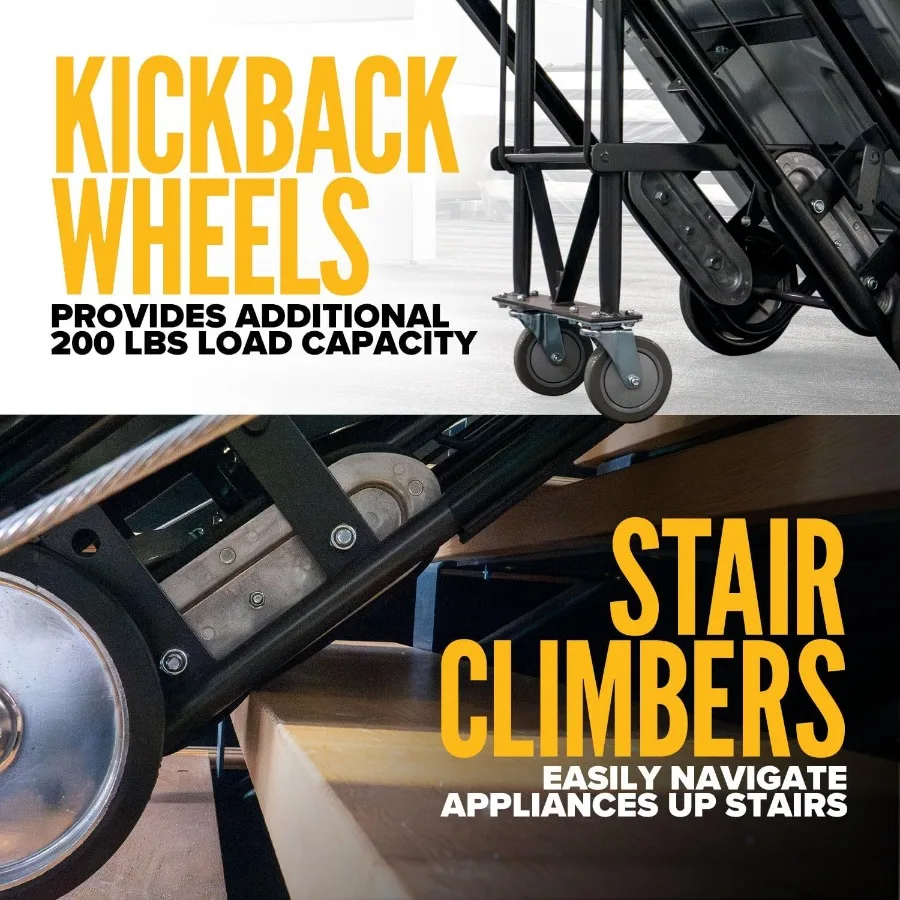 دوللي الأجهزة الثقيلة مع متسلق الدرج وعجلات الركل للاستخدام الصناعي 1 200 رطل سعة نكص تلقائي واحد