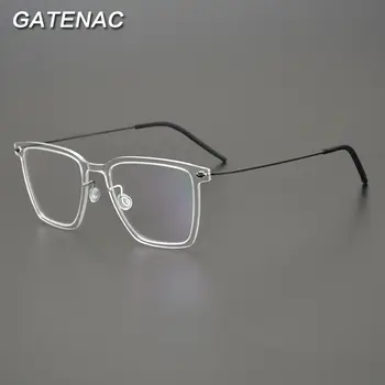 Monture de lunettes ultra-légère en titane pour hommes, monture carrée, lunettes de vue transparentes pour femmes, collection 2023, marque de luxe 8 best sales Montures transparentes pour hommes - №4