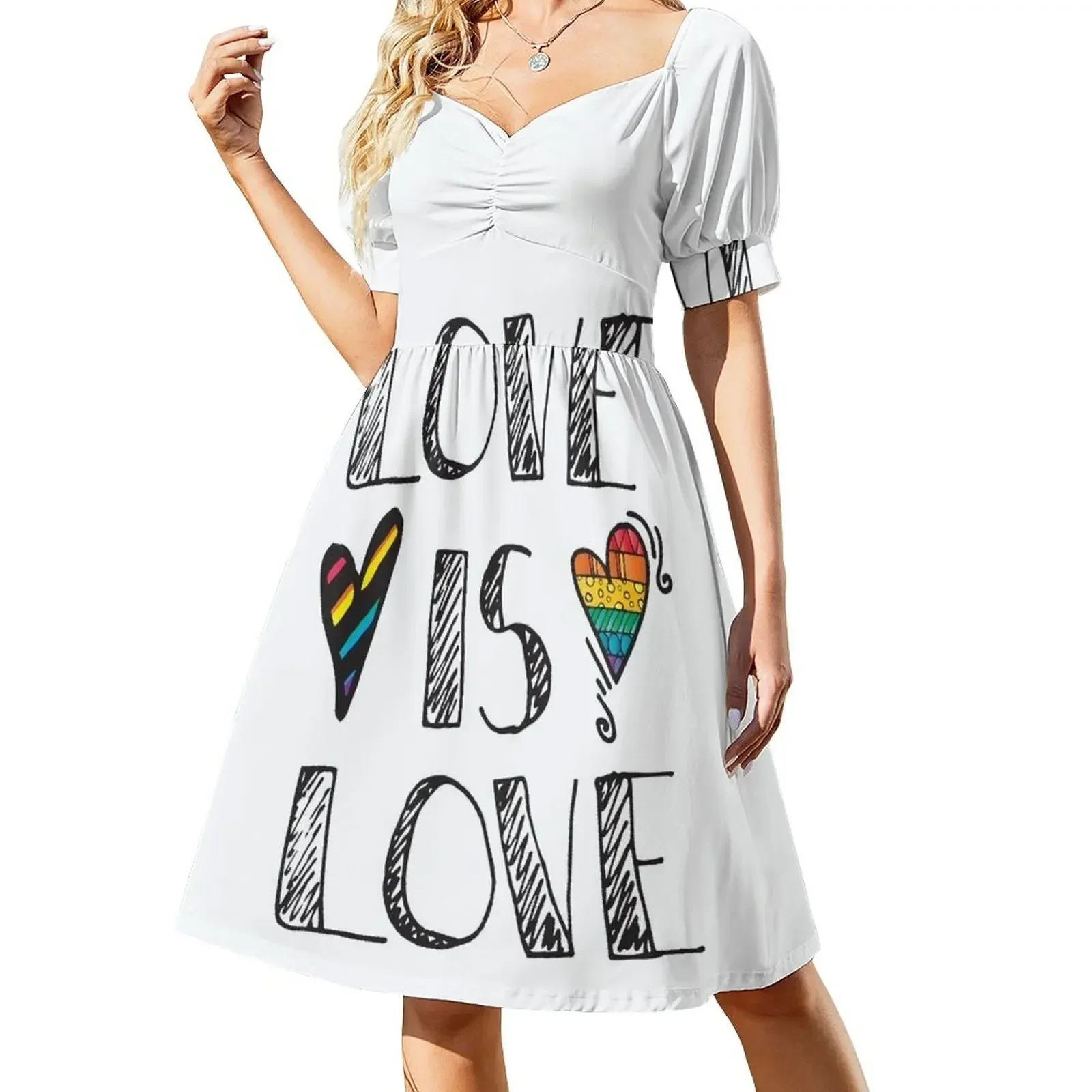 

Love Is Love Doodles LGBT Short-Sleeved Dress Women's summer suit summer dress woman 2025 trendy Female dress