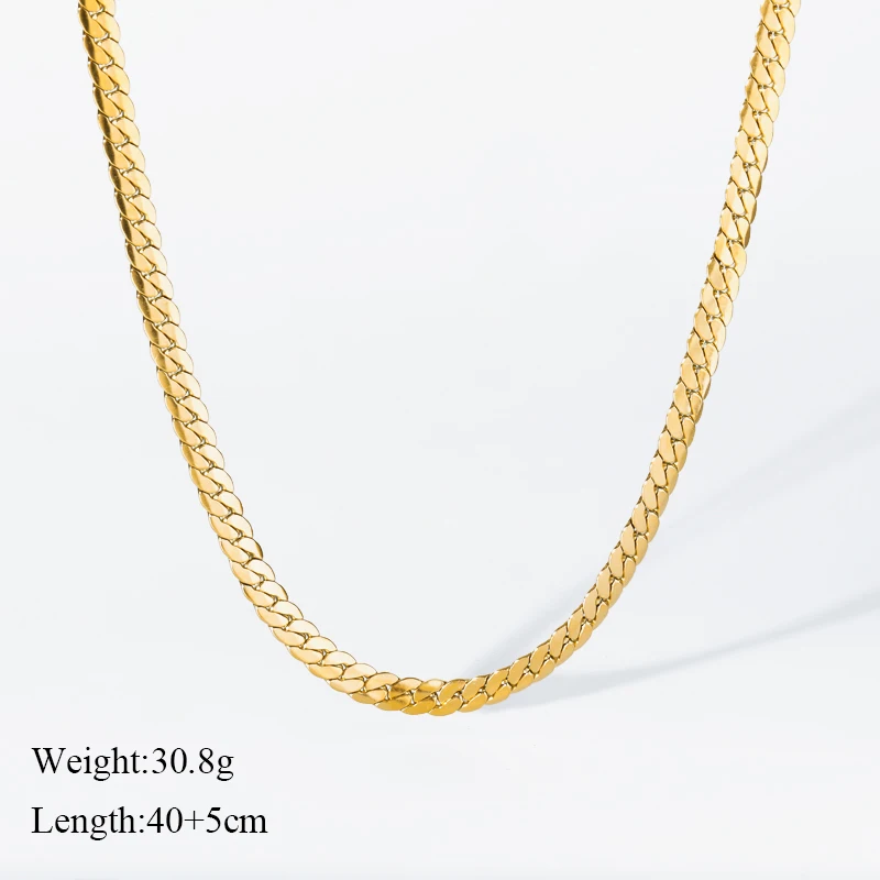 EILIECK 316L Stainless Steel Gold Color Flat Chain Necklace For Women Girl Fashion Choker Jewelry Birthday Gift Free Shipping