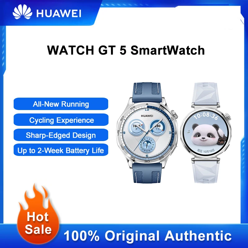 Original Huawei WATCH GT 5 Smart Watch Health Monitor 100+ Sport Modes Sport Bracelet Bluetooth Call Up to 2-Week Battery Life