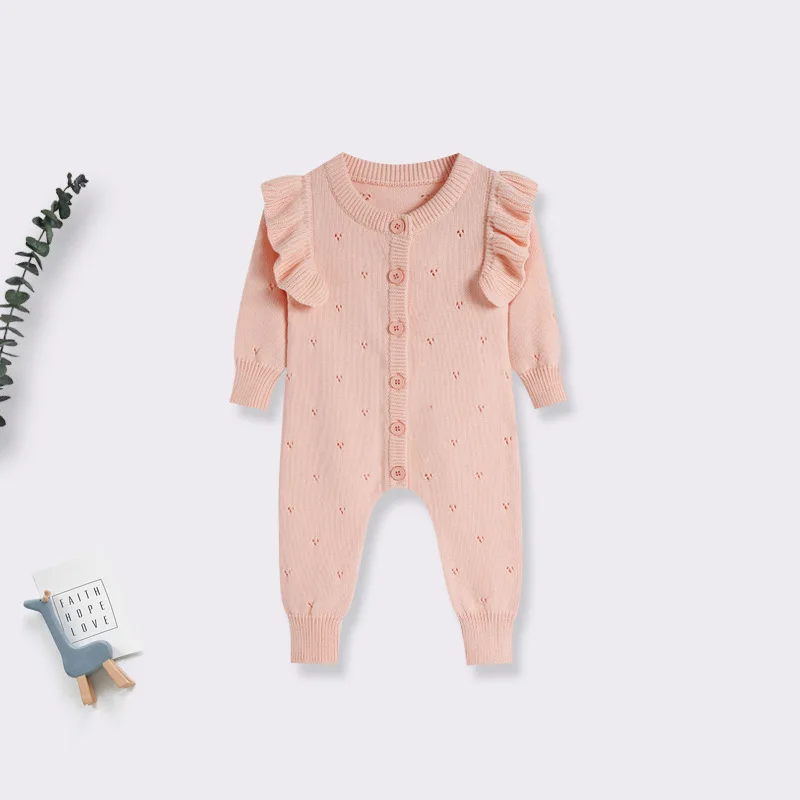 Somenie Baby Spring Autumn Knitted Onesie, Newborn Infant Outdoor Crawling Jumpsuit Baby Outfit
