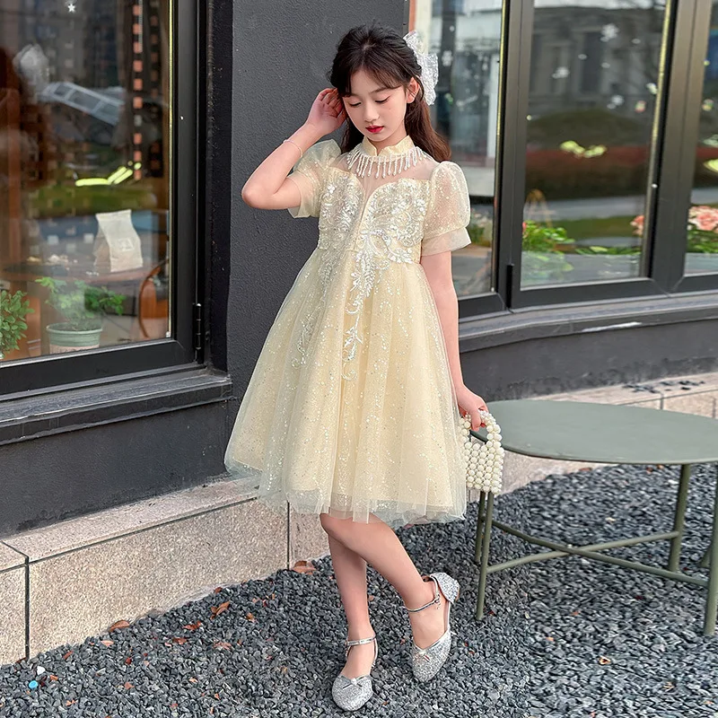 

Girls Princess Skirt Children 2024 New Spring and Summer Yellow Dress Simple Casual Style All-match Dress Children Skirt