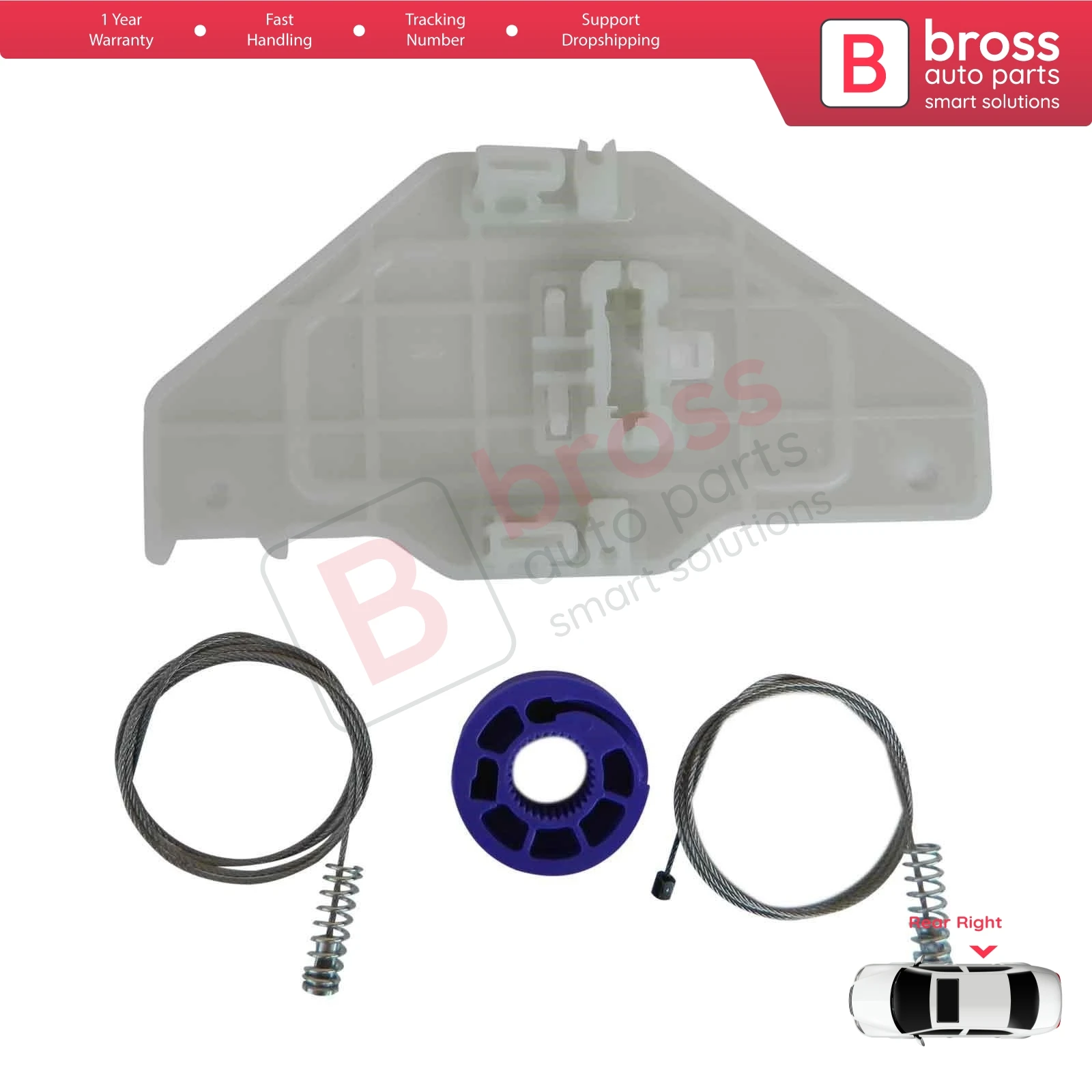 BWR1200-Kit de réparation de lève-vitre électrique Sochi, arrière droit pour Cristaux en C5 MK2 MK3 RD/TD RC RD RW 2007-2018 4/5 porte 9224E6