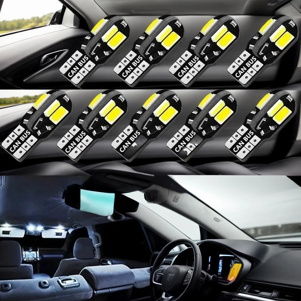 

10PCS W5W T10 LED Bulbs - 5730 8SMD Canbus-Free 12V Interior Dome Parking Lights Auto Signal Lamp Use