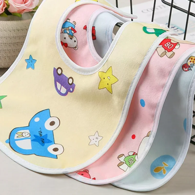 2/5Pcs Baby Cartoon Snap Waterproof Bib Super Soft Baby Bib Newborn Crystal Velvet Saliva Towel
