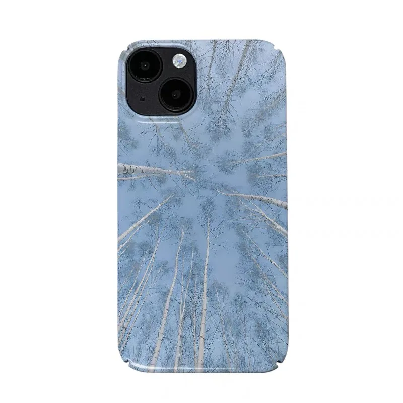 

INS Blue Sky Forest Art Phone Case for IPhone 16 PLUS 15 14 13 12 11 Pro Max XS XR XS Max 7 8 Plus SE Glossy HD Hard PC Cover