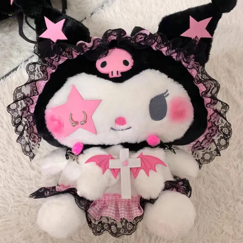 MBTI Y2k Kuromi Womens Shoulder Bag Plush Cute Harajuku Style Doll Casual Backpacks Gothic Punk Lolita New Female Aesthetic Bags