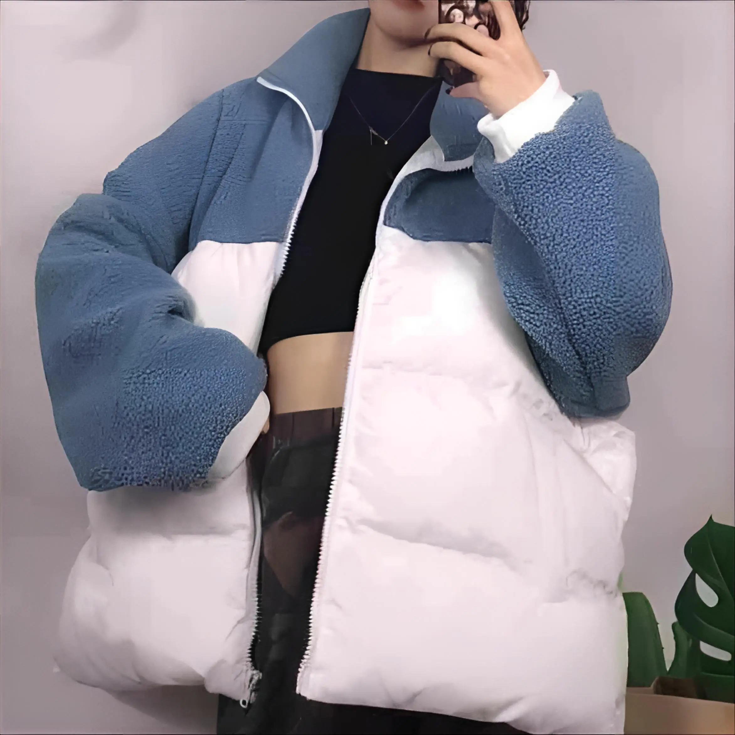 

Lamb Wool Jacket Fabric Woman Cotton-Padded Slim-Fitting Office Elegant Ladies Thermal Y2K Cute Evening Sweet Chic Female Comfy