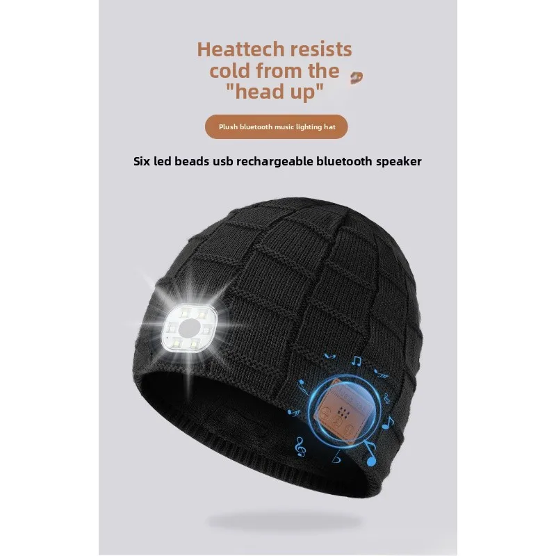 Bluetooth Call LED Light Lighting Music Function Cap Warm Lock Temperature Windproof Breathable Cap Head-mounted Wireless