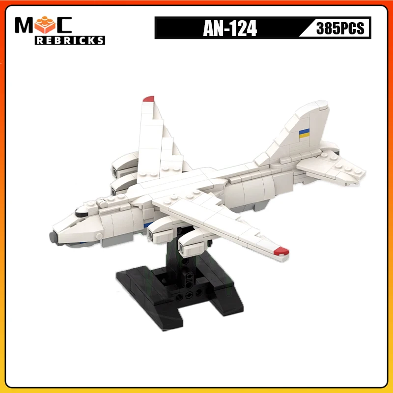 Military Freight Aircraft AN-124 Strategic Transport Fighter Building Blocks Assembly Airplane Model Kid's DIY Bricks Toys Gifts