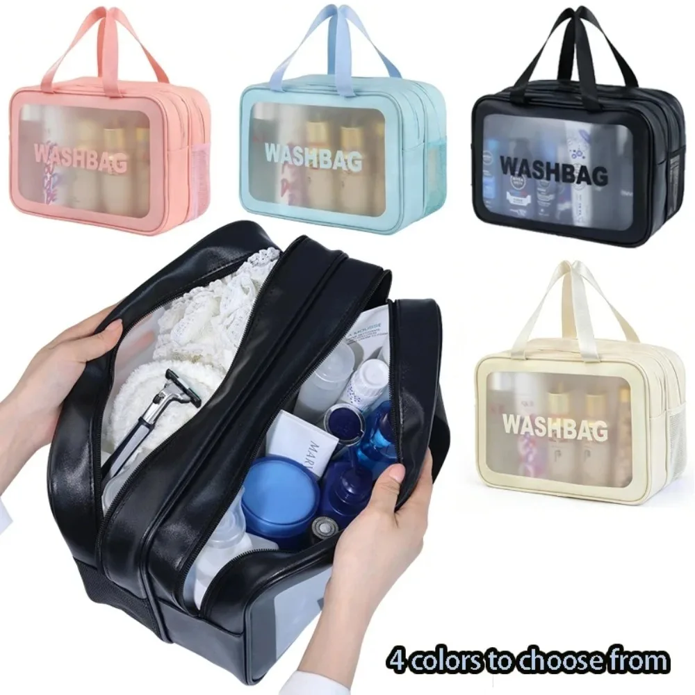 Dry-wet Separation Double Transparent PU Makeup Bag Portable Washing Bag Cosmetic Storage Bag Travel Fitness Swimming Essentials