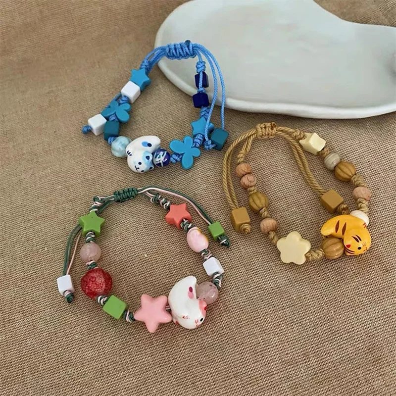 Children's Paradise ~ Cute Cat Beaded Bracelet Girl's New Pull-out Bracelet Couple's Hand Jewelry Is Versatile